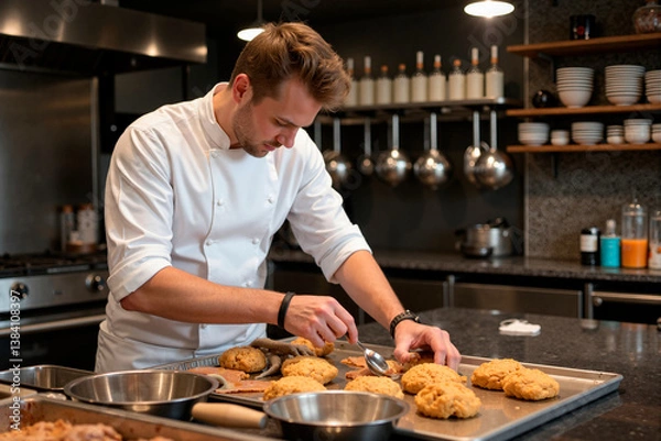 Obraz Un chef cocinando en un restaurante.