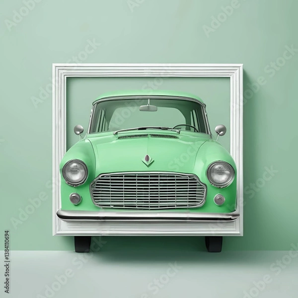 Fototapeta Vintage car front view in a frame