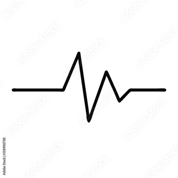 Obraz Heartbeat Line Icon Silhouette on White Background