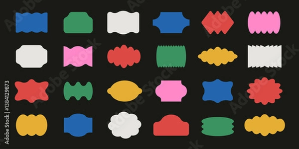 Obraz Set of minimalist design elements, geometric shapes and figures - abstract background frames elements for labels, branding, packaging, prints and social media posts. Vector illustration