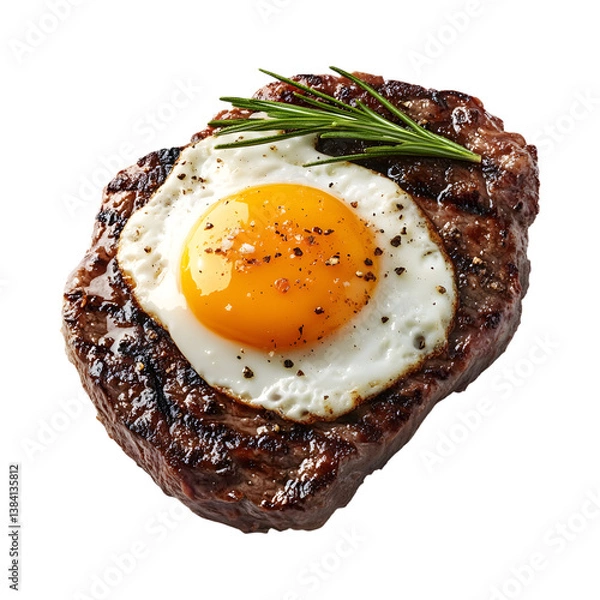 Obraz Steak and Egg Platter Isolated on Transparent Background