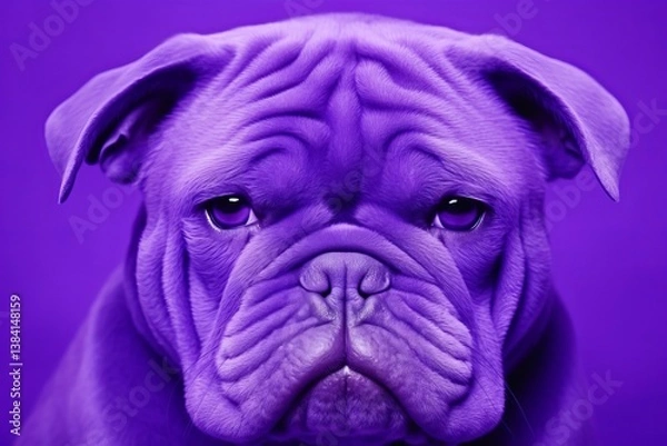 Fototapeta 悲しい表情の紫色の犬ポートレート,Generative AI AI画像