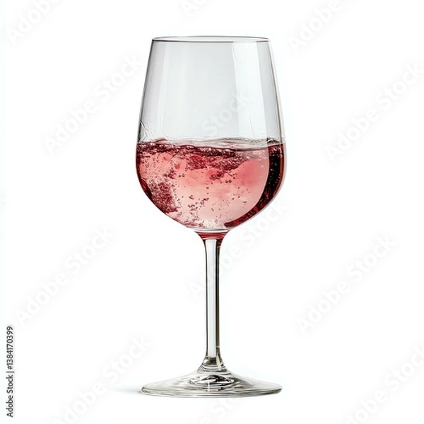 Fototapeta Isolated on white background. Refreshing glass of sparkling rose wine.