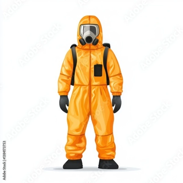 Fototapeta Protective suit figure icon symbolizes safety on Chernobyl Remembrance Day in a minimalistic design