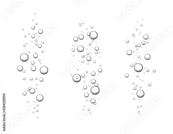 Fototapeta Vector illustration of water bubbles rising in an underwater scene. The fizzy bubbles create an air-filled background, adding depth and tranquility.