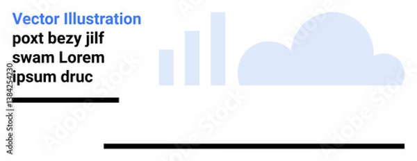 Fototapeta Cloud shape and bar chart representing data analysis, growth trends, or digital storage. Ideal for business, technology, analytics, innovation, web design, infographics simple landing page