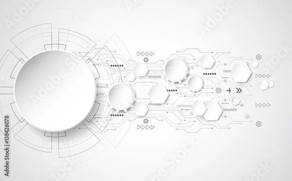 Fototapeta Abstract technological background concept with various technology elements. illustration Vector