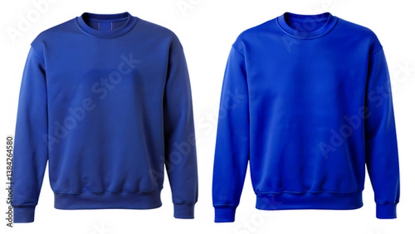 Fototapeta Two Blue Sweatshirts Mockup, Front View, Isolated on Transparent Background