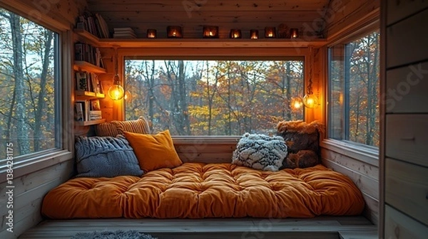 Fototapeta Autumn Cabin Reading Nook
