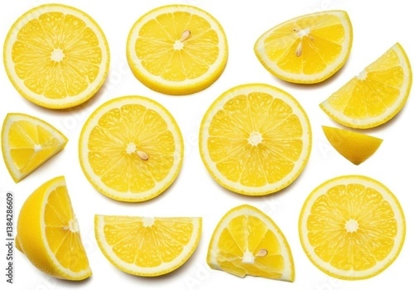 Fototapeta Lemon slices citrus fruit yellow