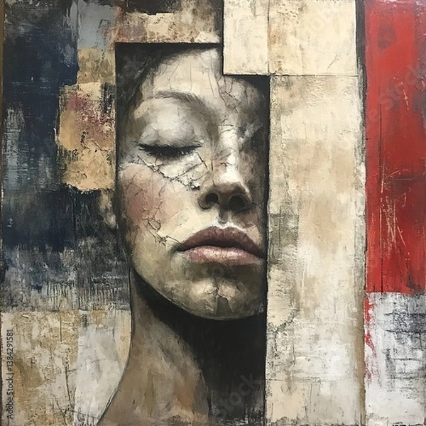 Fototapeta Abstract Portrait of a Woman: Serene and Thoughtful