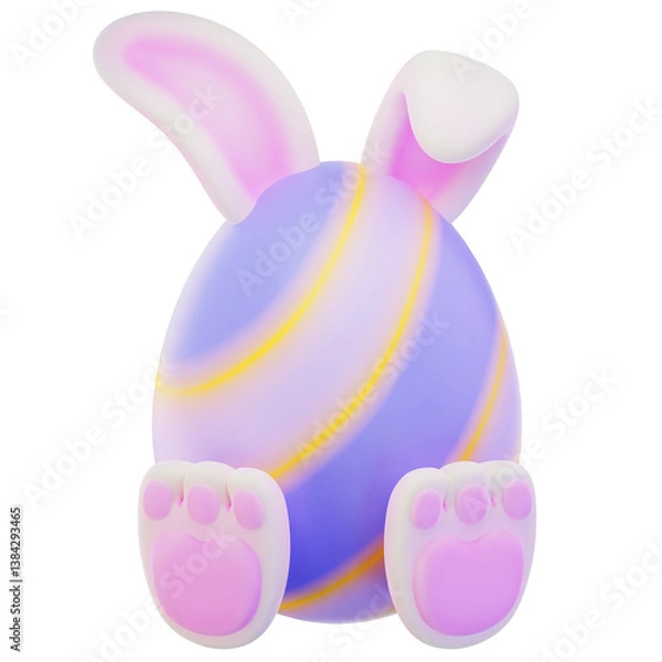 Obraz Rabbit Eggs 3d render icon, easter illustration