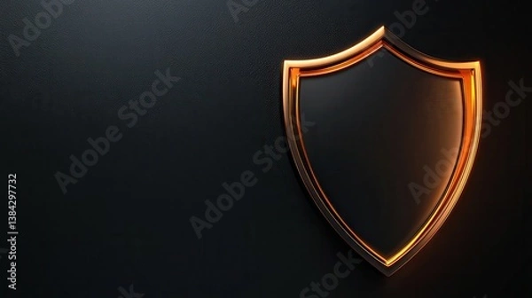 Fototapeta Golden Shield Symbol on Dark Background for Security Concept Design