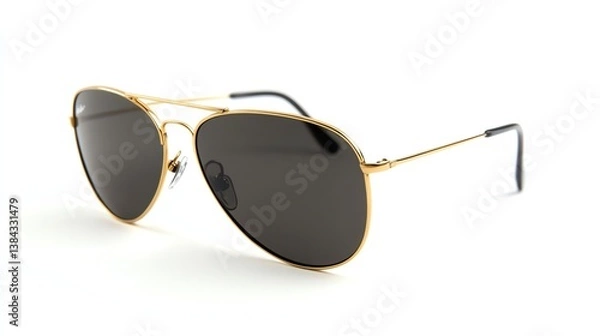 Fototapeta Classic Aviator Sunglasses With Gold Frame and Dark Lenses Suitable for Summer Outings and Outdoor Activities
