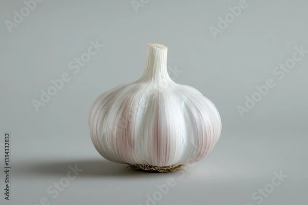 Fototapeta A whole garlic bulb with a smooth white and purple surface