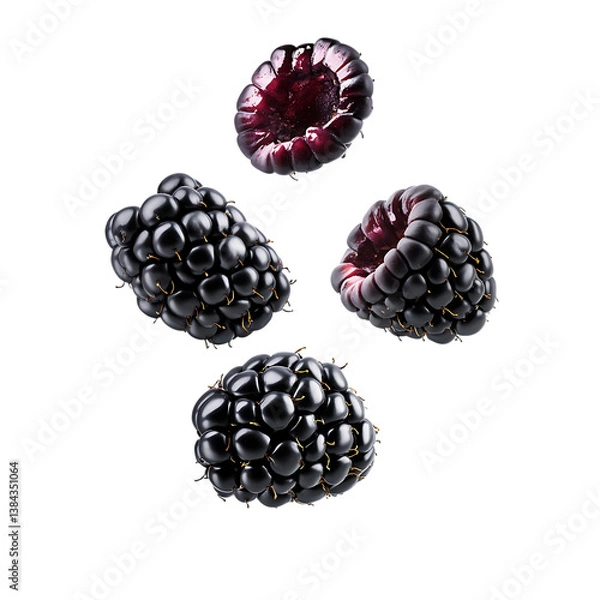 Fototapeta Andean Blackberry with half slices falling or floating