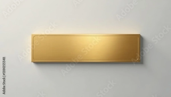 Fototapeta Brushed rectangular gold nameplate mockup with empty design , metal, rectangle