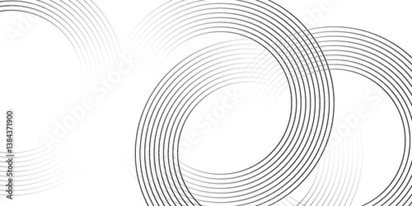 Obraz White geometric abstract background overlap layer on bright space with lines effect decoration. Modern graphic design element circles style concept for banner,
