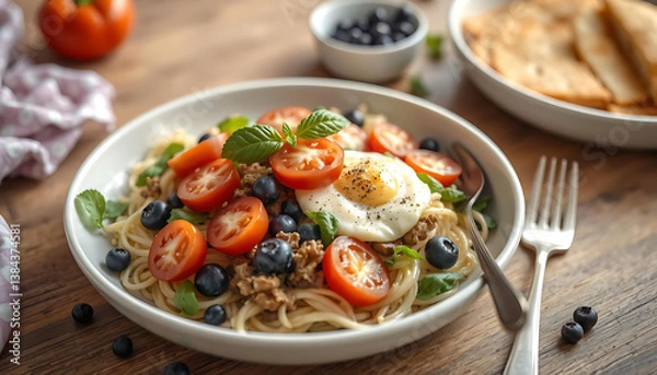 Obraz Chef plating gourmet dish in a high-end kitchenss.