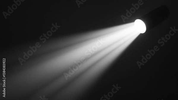 Obraz Single spotlight with an intense beam of light shining through a dark void, creating a sense of focus and drama in the center. No text, no people.