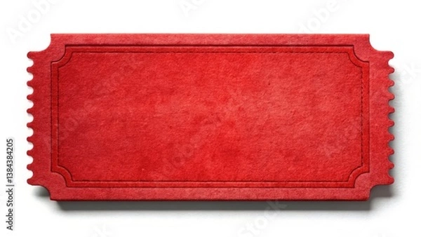 Fototapeta Vintage Red Blank Ticket, Isolated Paper Stub, Retro Event Pass, Old Style Ticket, Antique Admission Ticket