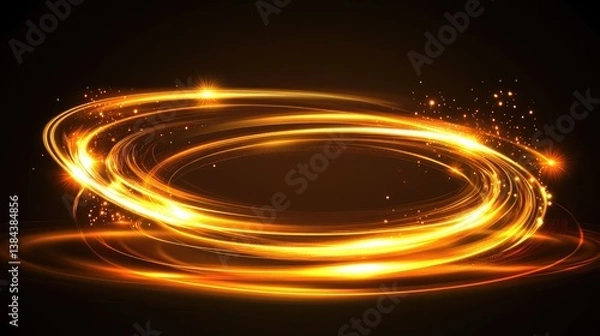 Obraz Swirling abstract light patterns glowing with bright colors and soft gradients, providing a futuristic feel with ample space for text or creative branding in the center. No text, no people.