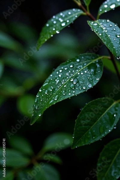 Fototapeta a close up of a leaf with water droplets on it