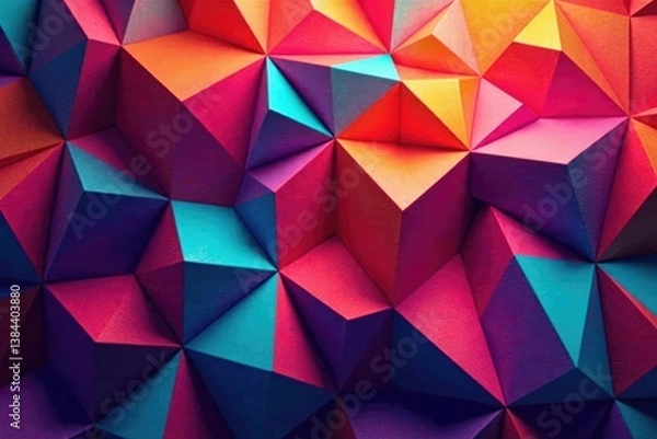 Obraz Intricate tessellation of hexagons and triangles in vibrant hues, illusion, bright