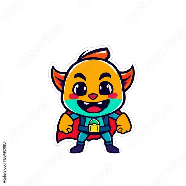 Obraz A logo design featuring a cute, expressive cartoon mascot in electric vivid colors