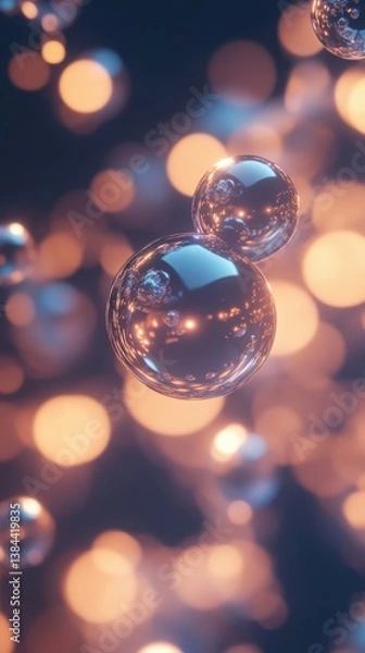 Obraz Subtle glowing orbs floating in abstract motion. Vertical