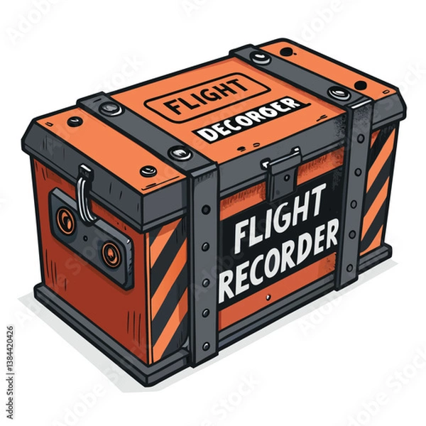 Fototapeta Design a bold, black vector graphic of a flight recorder's exterior, showcasing strong, impactful strokes.  Include details for realistic representation.