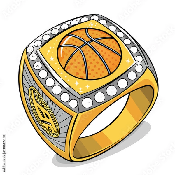 Fototapeta Design a bold, vector illustration of a championship ring, emphasizing strong lines and impactful visuals.  Include intricate details.