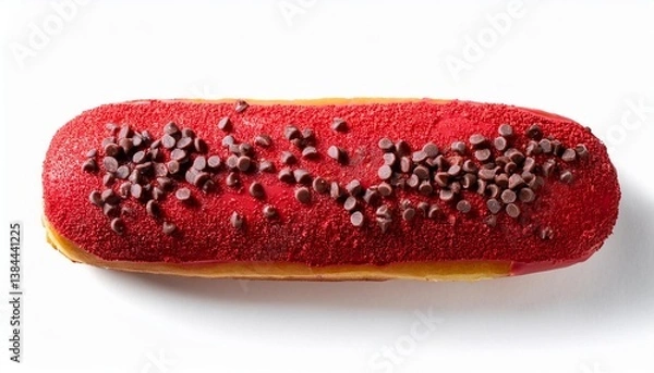 Fototapeta Long John Red Velvet Donut with Chocolate Sprinkles on White Background Isolated