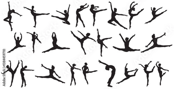 Fototapeta Gymnastics silhouette set. Collection of gymnast silhouette 