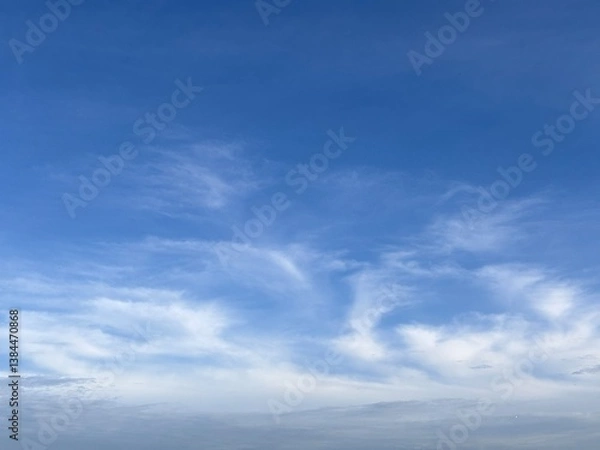 Fototapeta clear blue sky with pure white clouds. The sky was very clear and clouds were scattered everywhere