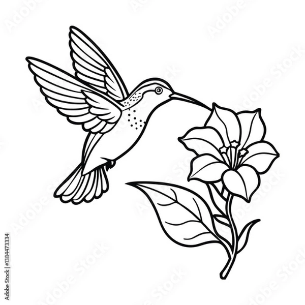 Obraz Vector art illustration of a flying bird with floral wings, a nature symbol of peace