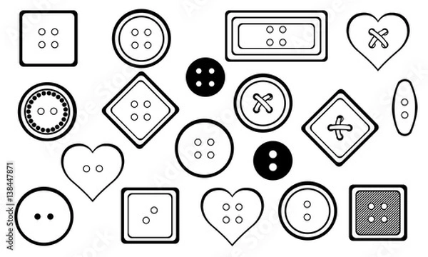 Obraz Set of different buttons isolated on white