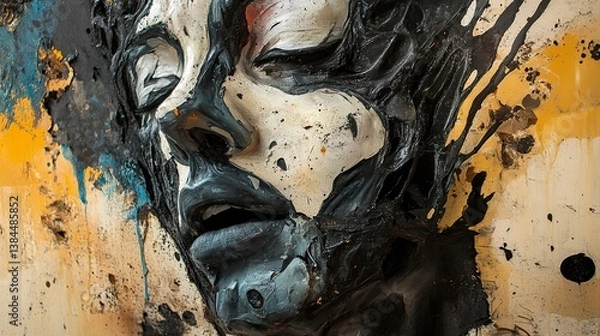 Fototapeta Abstract Face: A Textural Exploration of Emotion