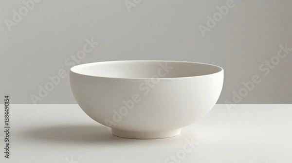 Fototapeta minimalist ceramic bowl with a matte white finish, perfectly round and smooth, creating a calming and modern 