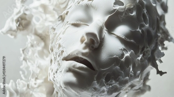 Obraz Abstract White Sculpture: Decay and Transformation