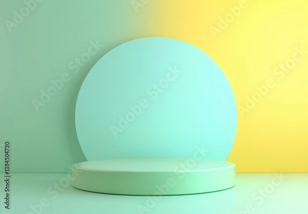 Fototapeta Minimalist Studio Background with Circular Display and Color Gradient