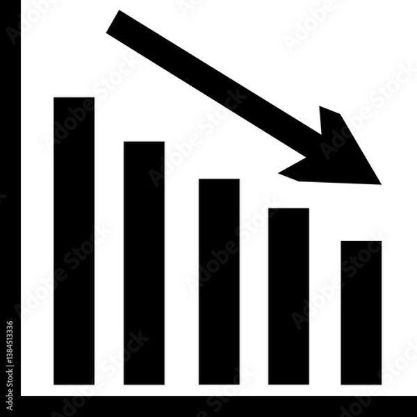 Fototapeta Falling Graph Icon with Transparent Background