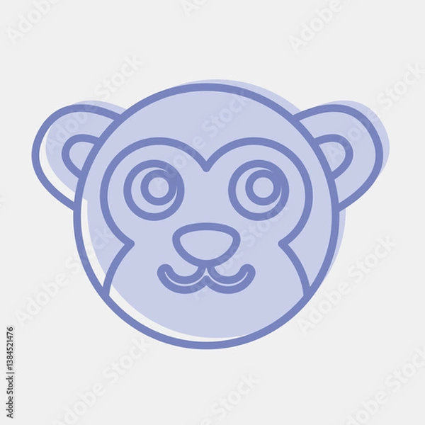 Fototapeta Icon monkey face. Chinese Zodiac elements. Icons in two tone style. Good for prints, posters, logo, advertisement, decoration,infographics, etc.