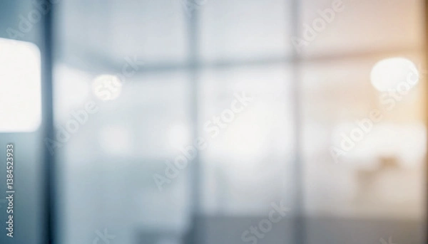 Fototapeta Blurry image depicting an abstract modern office interior with muted colors and a calm atmosphere. Premium modern bokeh photos for poster, banner and print backgrounds.
