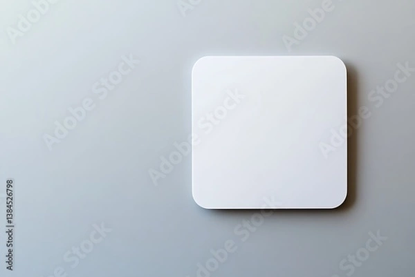 Fototapeta Square White Mockup With Rounded Edges on a Light Grey Background