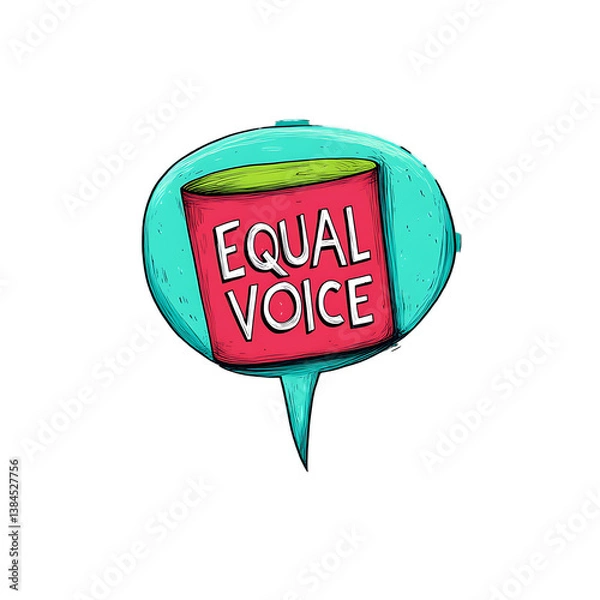 Fototapeta EQUAL VOICE typography inside a speech bubble