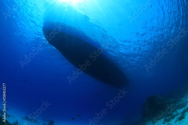 Fototapeta Underwater part of tourist ship