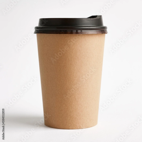 Fototapeta A product photograph of a disposable coffee cup against a pure white background with a soft shadow beneath it
