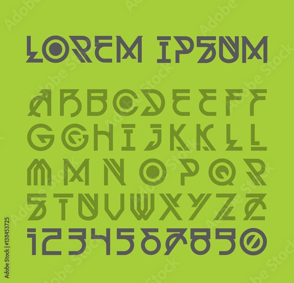 Obraz Futuristic alien font design. Decorative Modern Alphabet