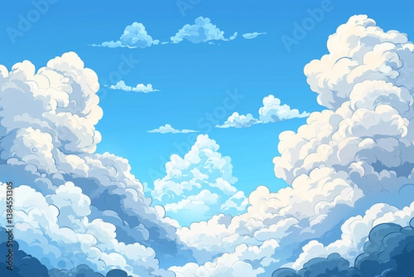 Obraz White, fluffy clouds in blue sky. Background from clouds.